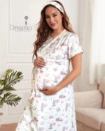 ست پیراهن بارداری – شیردهی ، سرهمی و کلاه و هدبند مادر طرح بانی -سایز1 - Image 9