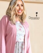 ست 4 تکه بارداری– شیردهی (تاپ شیردهی سایز 2 – شلوار سایز 2 – روبدوشامبر ) با هدبند مادر طرح مگنولیا