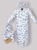 ست بیمارستانی - روبدوشامبر -دورپیچ و کلاه - هدبند مادر طرح ویلیج (Village) سایز 2