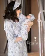 ست بیمارستانی - روبدوشامبر -دورپیچ و کلاه - هدبند مادر طرح اسلیپی هد (Sleepy Head) سایز 1 - Image 9