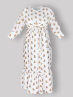 پیراهن بلند بارداری - زایمان - شیردهی موسلین وارداتی -  طرح تدی(Teddy)