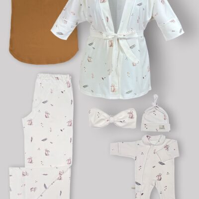 ست 6 تکه بیمارستانی طرح مادلین با سرهمی و کلاه