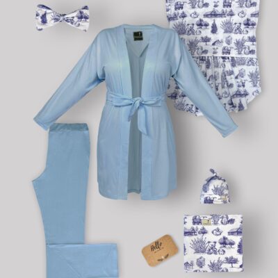 ست 6 تکه شیردهی طرح ویلیج Village با دورپیچ و کلاه