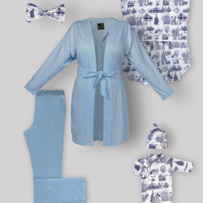 ست 6 تکه شیردهی طرح ویلیج Villageبا سرهمی و کلاه