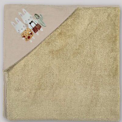 پتو دورپیچ دولایه نوزاد (پشت تدی) کلاه دار طرح خرگوش | برند دریمو