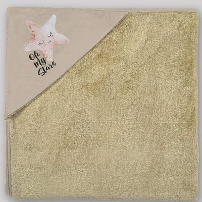 پتو دورپیچ دولایه نوزاد (پشت تدی) کلاه دار طرح ستاره | برند دریمو