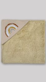 پتو دورپیچ دولایه نوزاد (پشت تدی) کلاه دار طرح بنت | برند دریمو