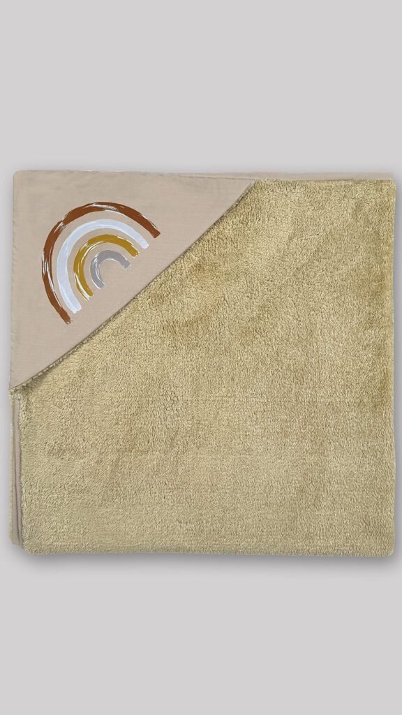 پتو دورپیچ دولایه نوزاد (پشت تدی) کلاه دار طرح بنت | برند دریمو