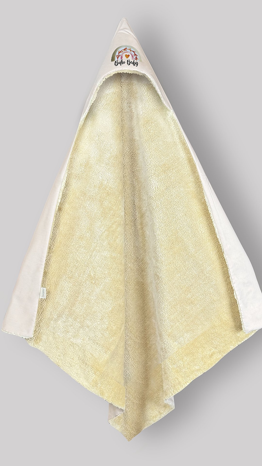 پتو دورپیچ دولایه نوزاد (پشت تدی) کلاه دار طرح رنگین کمان | برند دریمو پتو دورپیچ دولایه نوزاد (پشت تدی) کلاه دار طرح رنگین کمان | برند دریمو