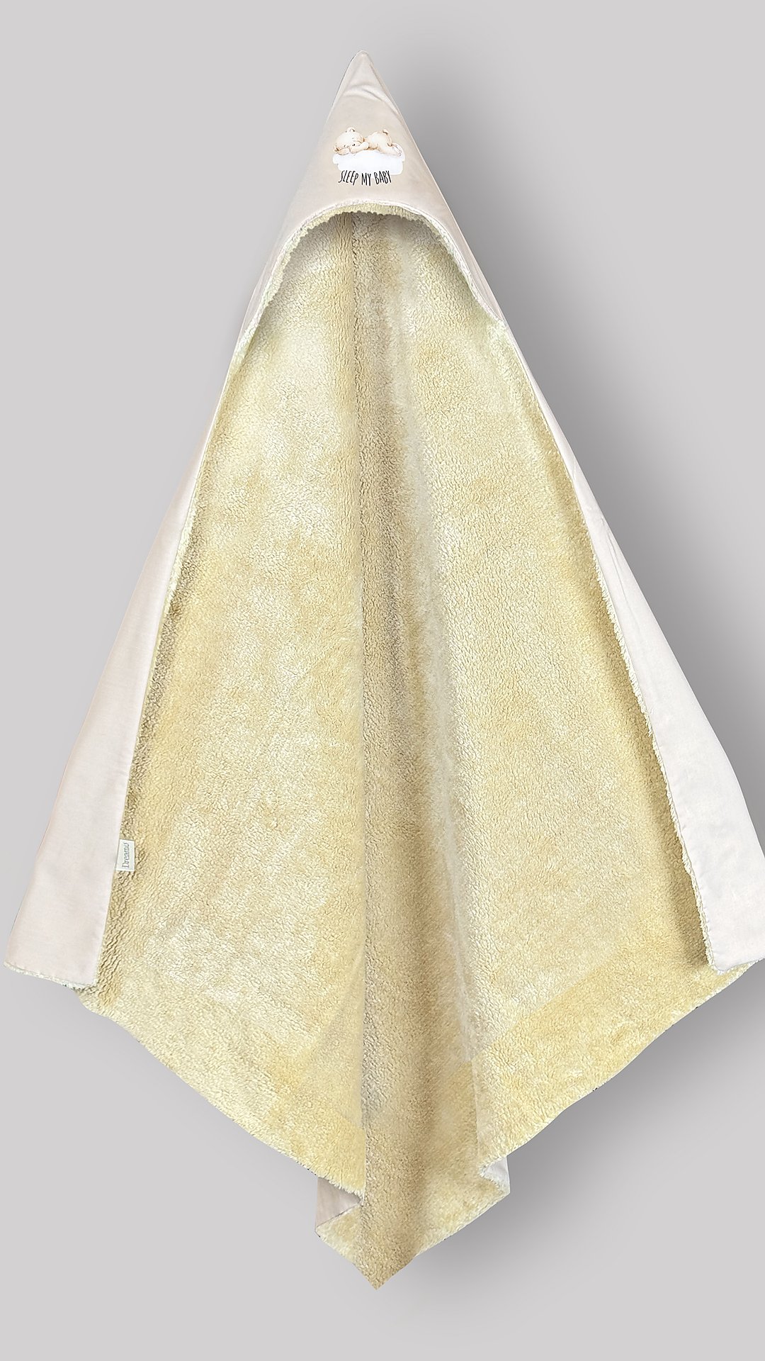 پتو دورپیچ دولایه نوزاد (پشت تدی) کلاه دار طرح تدی | برند دریمو پتو دورپیچ دولایه نوزاد (پشت تدی) کلاه دار طرح تدی | برند دریمو