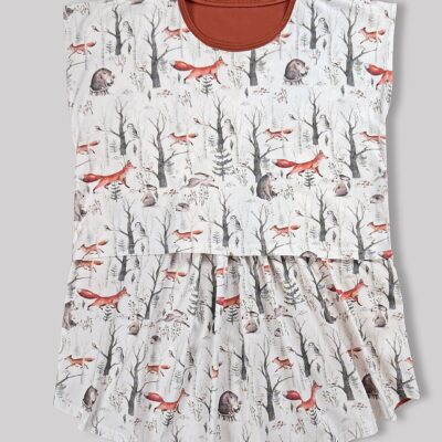 بلوز شیردهی مادر طرح جنگل - سایز2 - تمام پنبه ارگانیک ضد حساسیت|برند دریمو