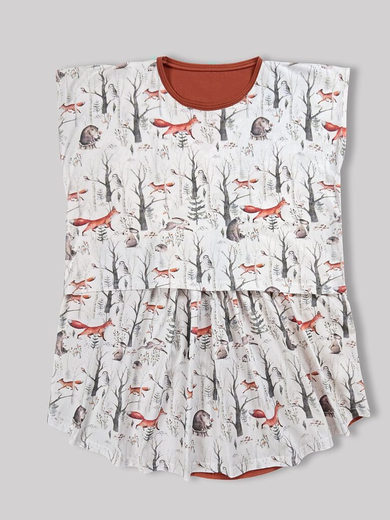 بلوز شیردهی مادر طرح جنگل - سایز2 - تمام پنبه ارگانیک ضد حساسیت|برند دریمو