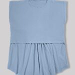 بلوز شیردهی مادر تک رنگ آبی- سایز2 - تمام پنبه ارگانیک ضد حساسیت|برند دریمو