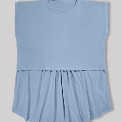 بلوز شیردهی مادر تک رنگ آبی- سایز2 - تمام پنبه ارگانیک ضد حساسیت|برند دریمو