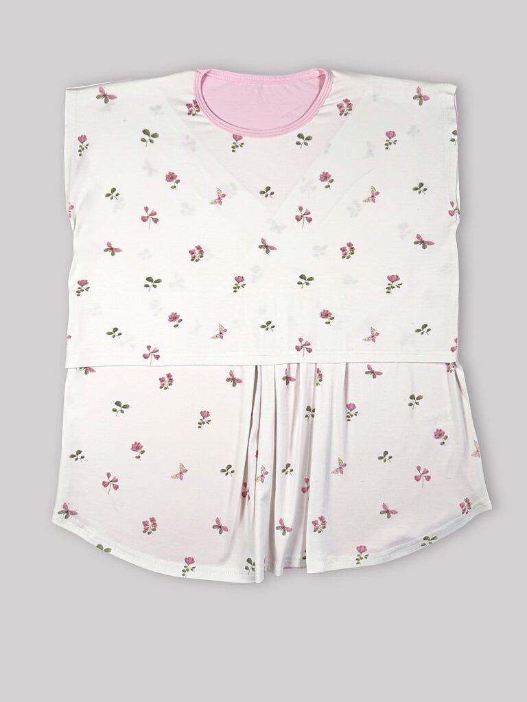 بلوز شیردهی مادر طرح پروانه - سایز2 - تمام پنبه ارگانیک ضد حساسیت|برند دریمو