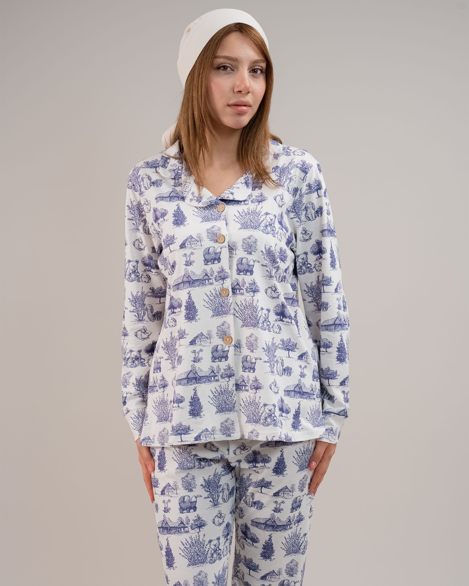 DSC00290 ست بلوز و شلوار 100% پنبه ارگانیک طرح ویلیج Village | برند دریمو - Image 1