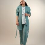 ست لباس بارداری / شیردهی مادر 4تکه پنبهٔ ارگانیک طرح زیتون سایز 2 | برند دریمو