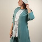 ست لباس بارداری / شیردهی مادر 4تکه پنبهٔ ارگانیک طرح زیتون سایز 2 | برند دریمو