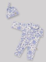 ست سرهمی و کلاه (سایز 0 تا 2 ماه) پنبه ارگانیک طرح ویولا (Viola) | برند دریمو