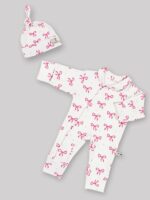 ست سرهمی و کلاه (سایز 0 تا 2 ماه) پنبه ارگانیک طرح پاپیون(Papillon) | برند دریمو