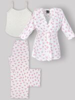 ست 3 تکه راحتی / بیمارستانی (بدون هدبند/ تل) پنبهٔ ارگانیک طرح پاپیون(Papillon) | برند دریمو - Image 11