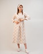 پیراهن راحتی با قابلیت شیردهی آسان (بدون هدبند/ تل) پنبه ارگانیک طرح آمبر(Amber) | برند دریمو - Image 2