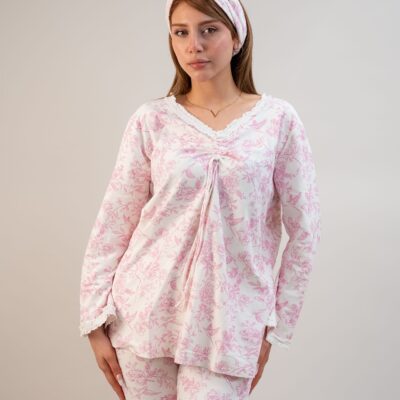 ست بلوز و شلوار کژوال (بدون هدبند/ تل) پنبه ارگانیک طرح فلورا (Flora) | برند دریمو