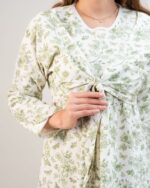 پیراهن راحتی با قابلیت شیردهی آسان (بدون هدبند/ تل) پنبه ارگانیک طرح هربا (Herba) | برند دریمو - Image 3