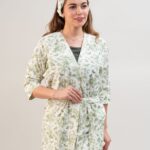 ست 3 تکه راحتی / بیمارستانی (بدون هدبند/ تل) پنبهٔ ارگانیک طرح هربا(Herba) | برند دریمو