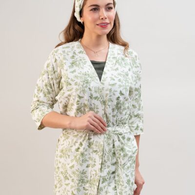 ست 3 تکه راحتی / بیمارستانی (بدون هدبند/ تل) پنبهٔ ارگانیک طرح هربا(Herba) | برند دریمو