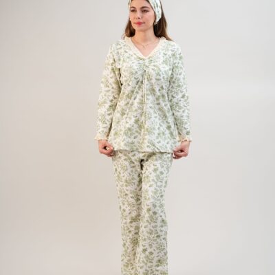 ست بلوز و شلوار کژوال (بدون هدبند/ تل) پنبه ارگانیک طرح هربا (Herba) | برند دریمو