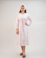 پیراهن راحتی با قابلیت شیردهی آسان (بدون هدبند/ تل) پنبه ارگانیک طرح پاپیون(Papillon) | برند دریمو - Image 2