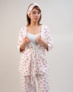 ست 3 تکه راحتی / بیمارستانی (بدون هدبند/ تل) پنبهٔ ارگانیک طرح پاپیون(Papillon) | برند دریمو - Image 2