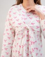 پیراهن راحتی با قابلیت شیردهی آسان (بدون هدبند/ تل) پنبه ارگانیک طرح پاپیون(Papillon) | برند دریمو - Image 3