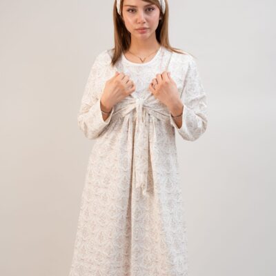 پیراهن راحتی با قابلیت شیردهی آسان (بدون هدبند/ تل) پنبه ارگانیک طرح اسکارلت (Scarlet) | برند دریمو