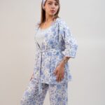 ست 3 تکه راحتی / بیمارستانی (بدون هدبند/ تل) پنبهٔ ارگانیک طرح ویولا(Viola) | برند دریمو 