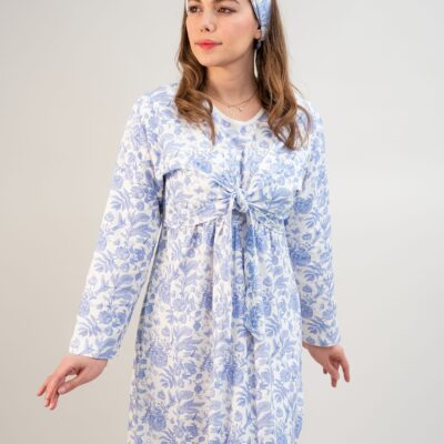 پیراهن راحتی با قابلیت شیردهی آسان (بدون هدبند/ تل) پنبه ارگانیک طرح ویولا(Viola) | برند دریمو