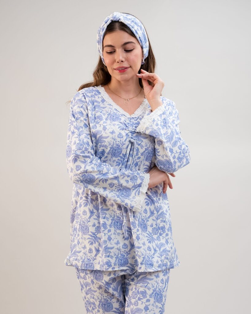 ست بلوز و شلوار کژوال (بدون هدبند/ تل) پنبه ارگانیک طرح ویولا(Viola) | برند دریمو