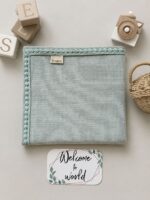 دورپیچ رو انداز | پنبه بیسکوئیتی | رنگ سبز نعنایی (Mint Green) | همراه کارت اسم نوزاد