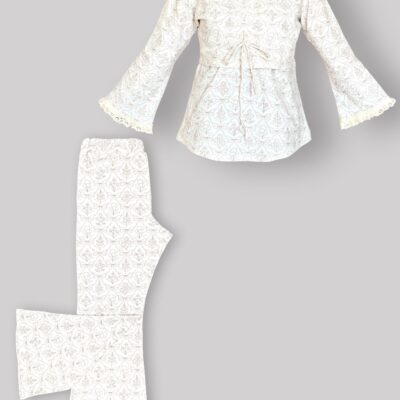 ست بلوز شیردهی و شلوار پنبه ارگانیک طرح اسکارلت (Scarlett) | برند دریمو